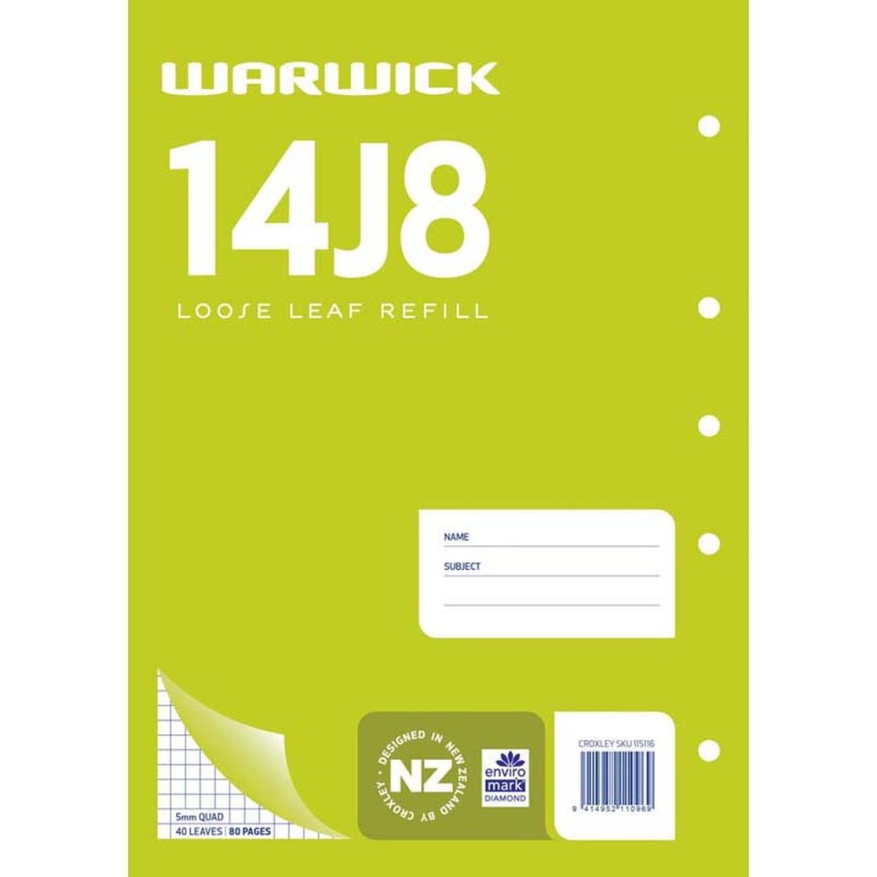 Warwick Refill 14j8 Loose Leaf 40 Leaf A4 5mm