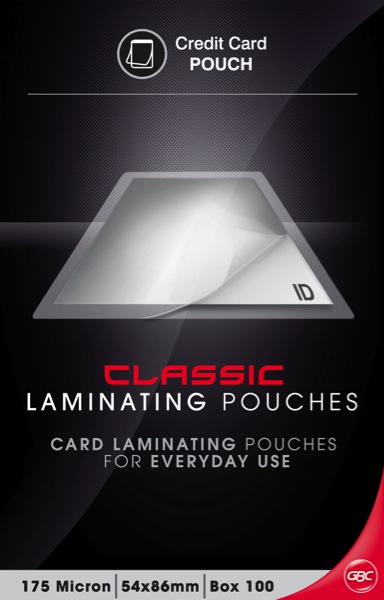 GBC Laminating Pouches Gloss 54 x 86mm 175 Micron Pack 100