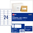 Avery General Use Labels 938201/L7159GU 64x33.8mm 24 Per Sheet White Pack 2400 Labels image