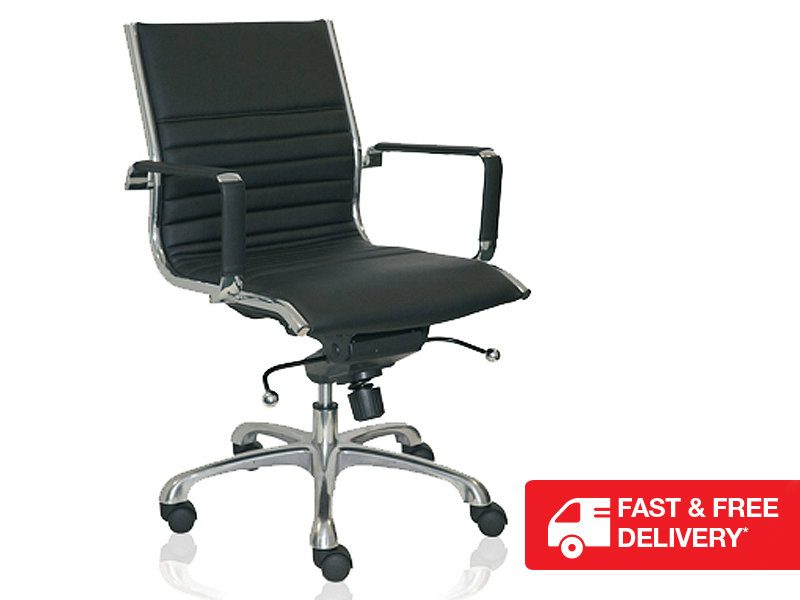 Seaquest ES Executive Swivel & Tilt Chair Lowback Black PU Synthetic Leather