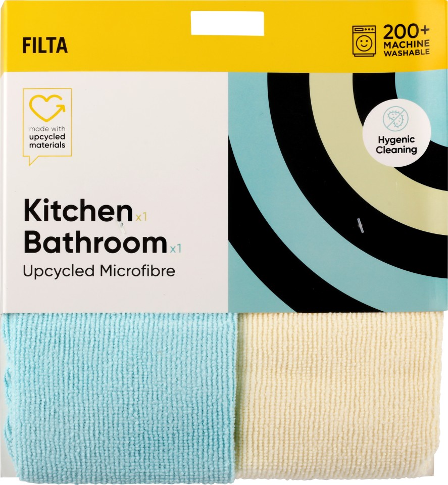 Filta Upcycled Kitchen & Bathroom Microfibre Cleaning Cloth Pack of 2