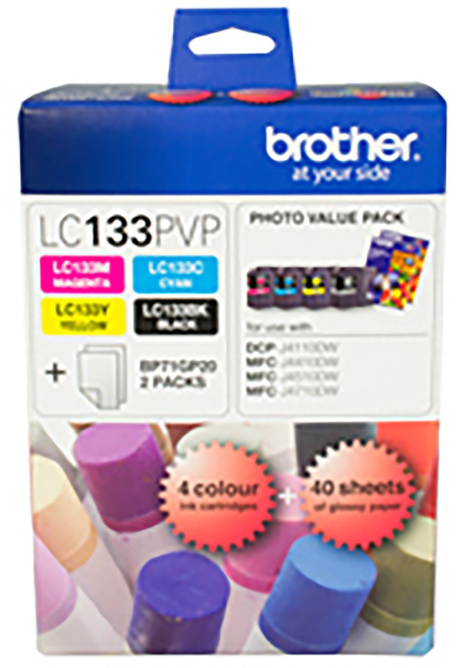 Brother Inkjet Ink Cartridge Photo Paper 4x6 LC133 4 Colour Value Pack
