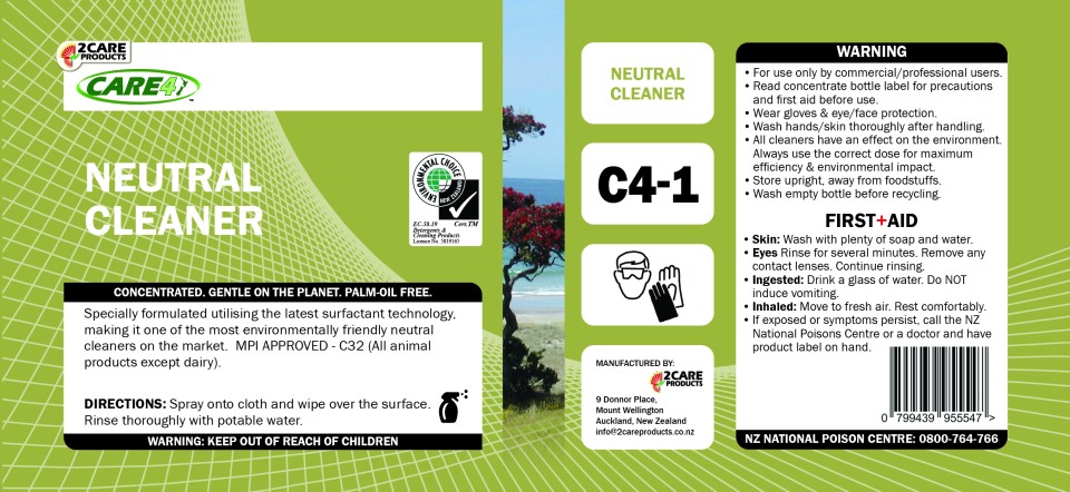 Care4 Neutral Cleaner Label - Sheet of 3