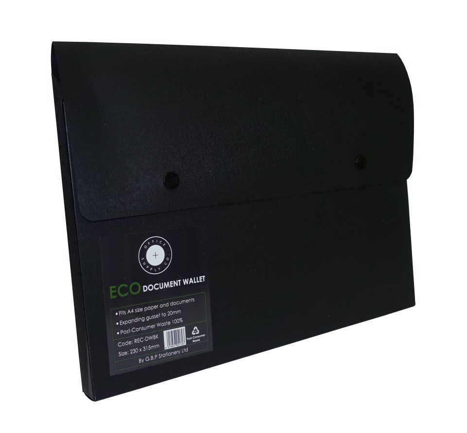 OSC Document Wallet 100% Recycled A4 Black