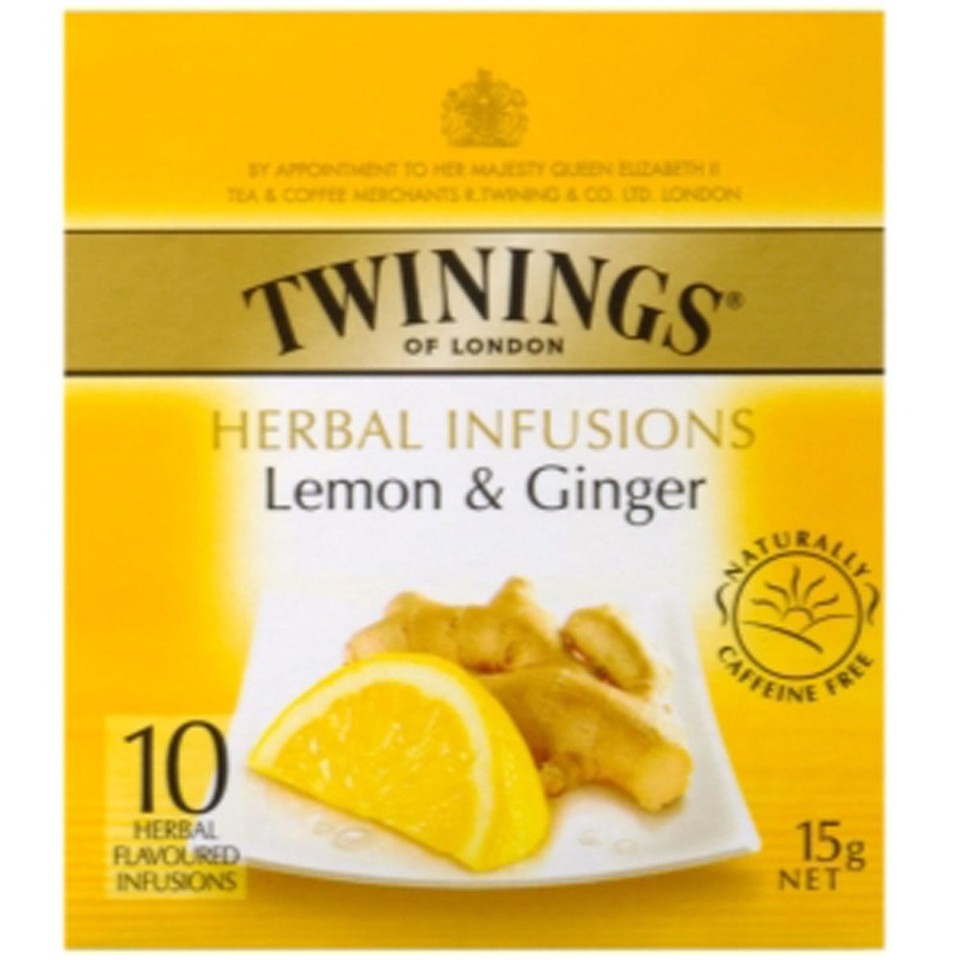 Twinings Tea Bags Enveloped Lemon & Ginger Pack 10
