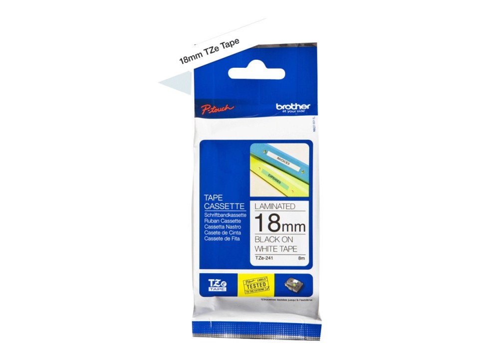 Brother P-Touch Labelling Tape Laminating TZe-241 18mmx8m Black On White