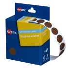 Avery Dot Stickers Dispenser 937237 14mm Diameter Brown Pack 1050 image