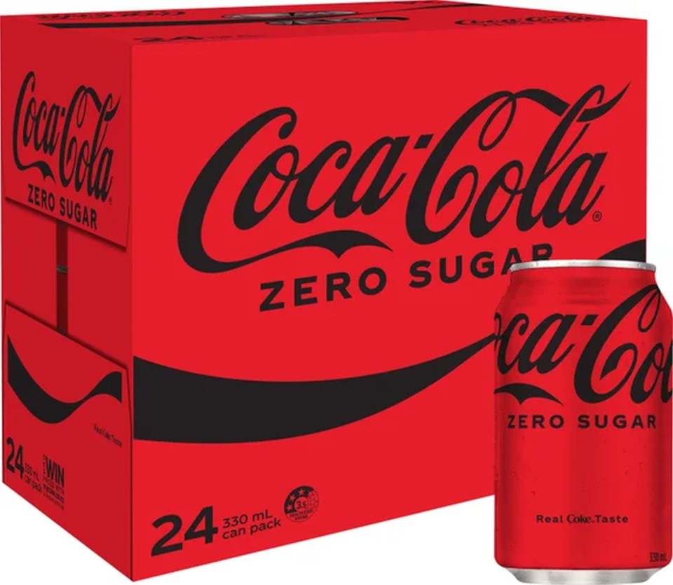 Coca Cola Zero Sugar Soft Drink Cans 24 x 330ml