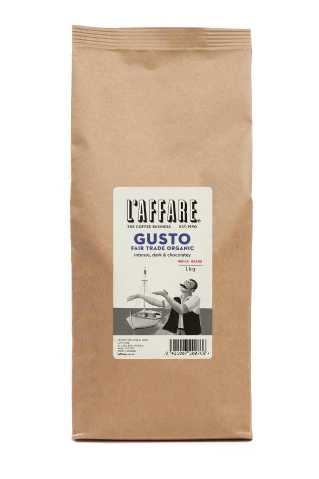 L'affare Gusto Coffee Beans Fair Trade Organic 1kg