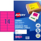Avery Shipping Labels Laser Printer High Vis 35957/L7163FP 99.1x38.1mm Fluoro Pink Pack 350 Labels image