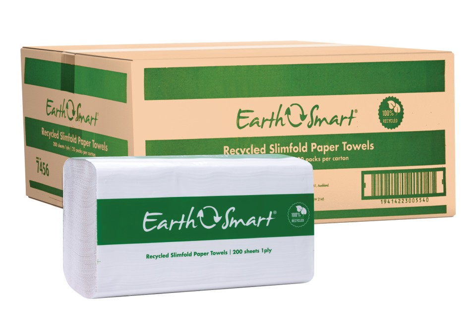 Earthsmart Recycled Slimfold Paper Towel 1 ply 7456 200 Sheets per Pack White Carton of 20
