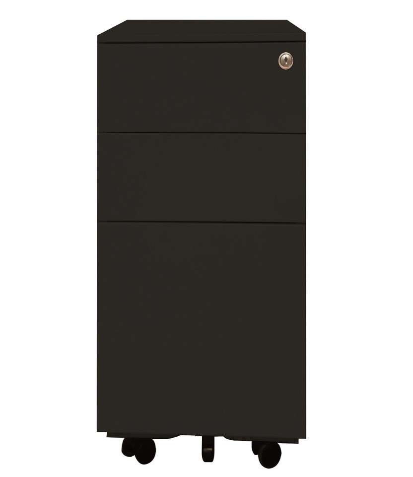 Milano Mobile Pedestal Slimline 2 Drawer + 1 File 300Wx575Hmm Black