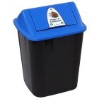 Italplast Waste Separation Bin Paper Cardboard 32L Black Bin Blue Lid image