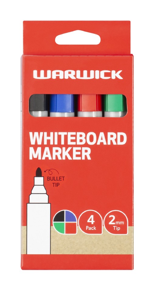 Warwick Whiteboard Marker Bullet Tip Box 4