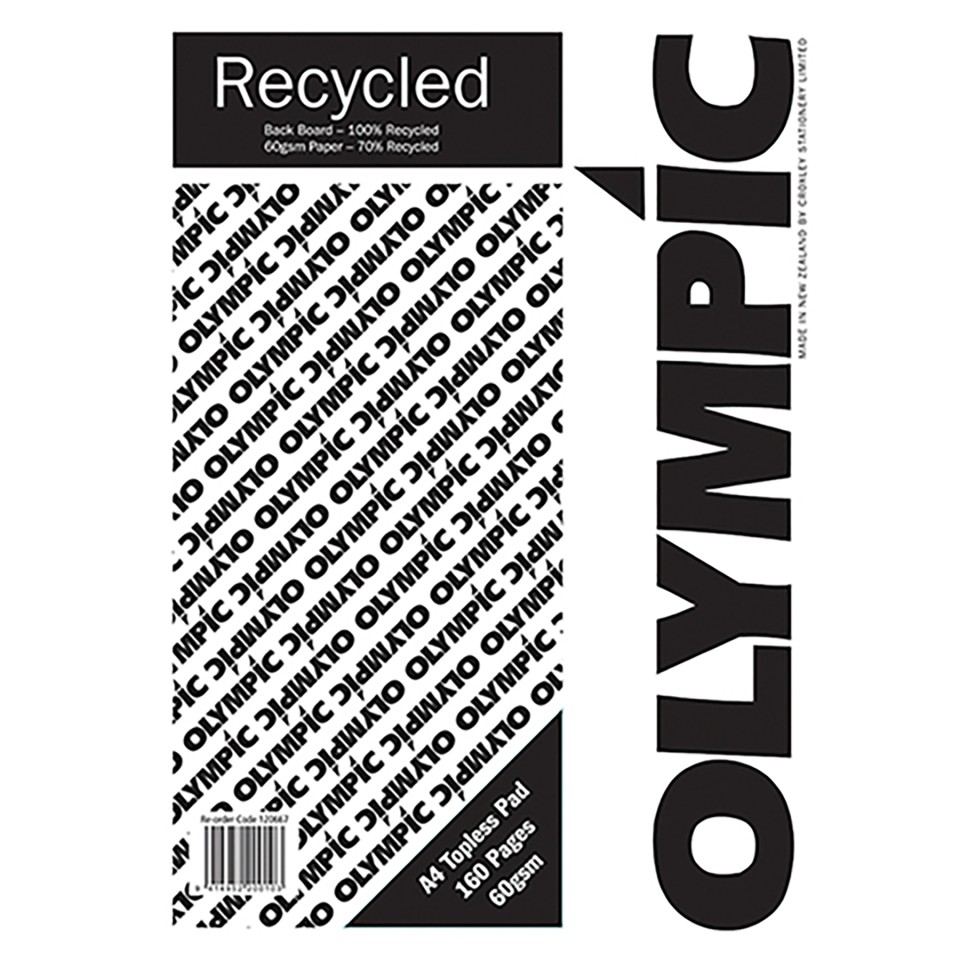 Olympic Writing Pad Recycled Ruled Topless A4 80 Leaf 60gsm