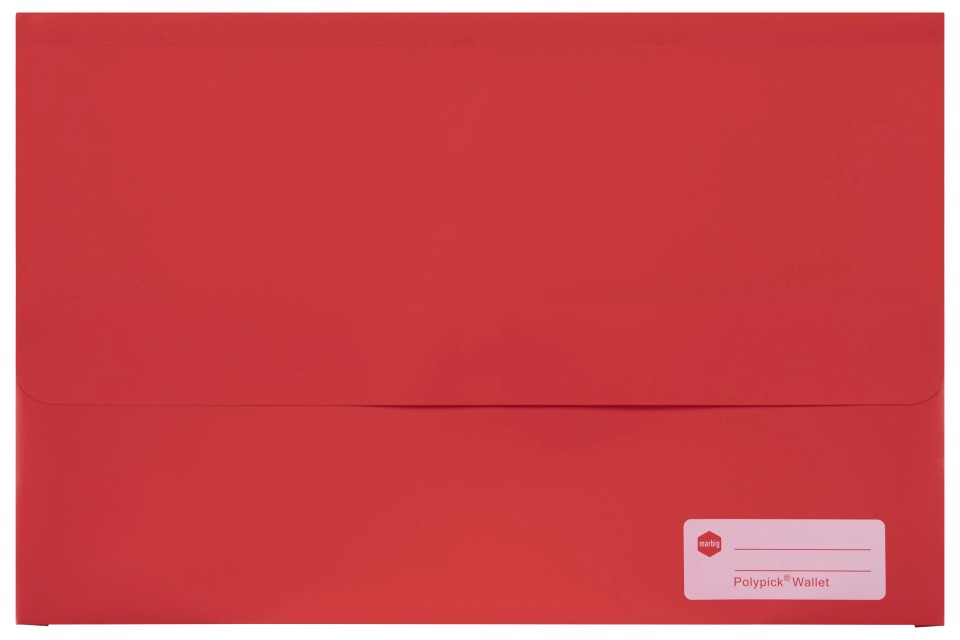 Marbig Document Wallet Polyprop Velcro Close Foolscap Red