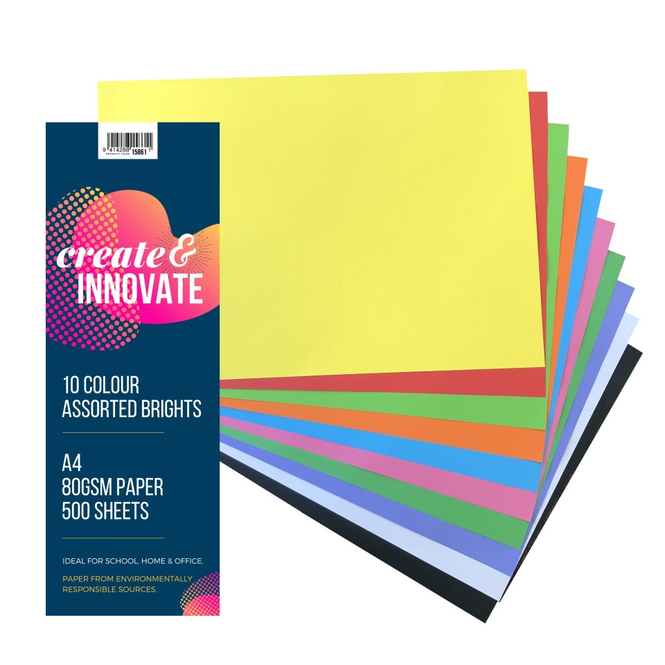 Create&innovate Colour Paper A4 80gsm Pack 500 10 Colours