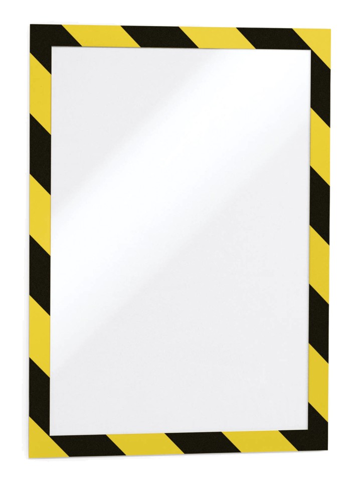 Durable 4944130 Security Yellow/Black Stripe Self Adhesive Frame A4 Pkt 2