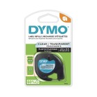 Dymo LetraTag Labelling Tape Plastic 12mmx4m Black On Clear image