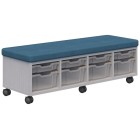 Ako Sit & Store. 470h X 1380l X 450d. Silver Strata Carcass With Ashcroft Teal Upholstery. image