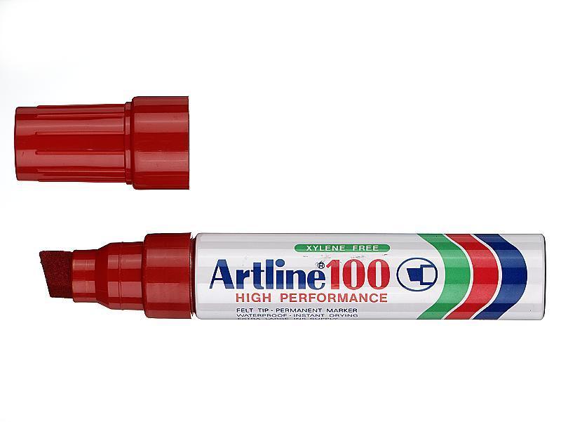 Artline 100 Permanent Marker Chisel Tip 7.5-12.0mm Red