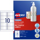 Avery Crystal Clear Rectangle Labels for Laser Printers, 96 x 50.8 mm, 100 Labels (980019 / L7113) image