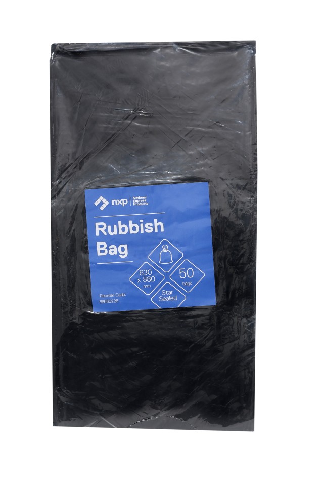 Rubbish Bag 80L HDPE Black 630 x 880mm 23 micron Pack of 50