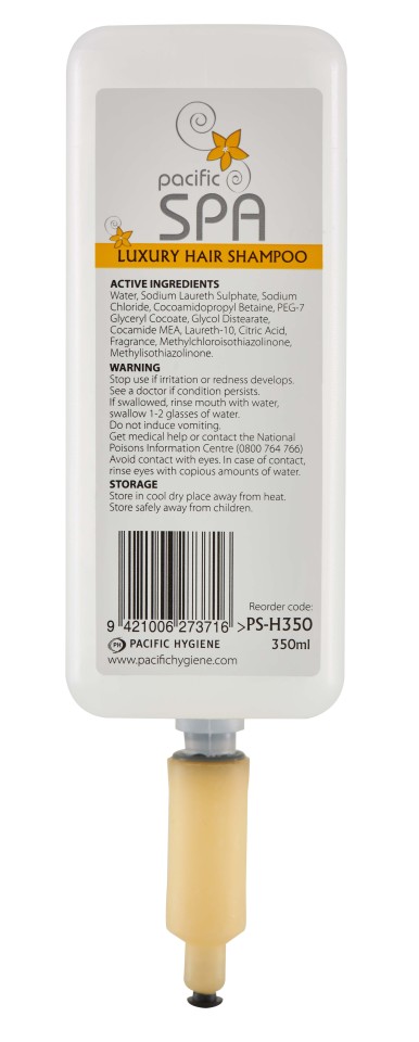 Pacific Luxury Hair Shampoo Cartridge 350ml PS-H350 Case of 6