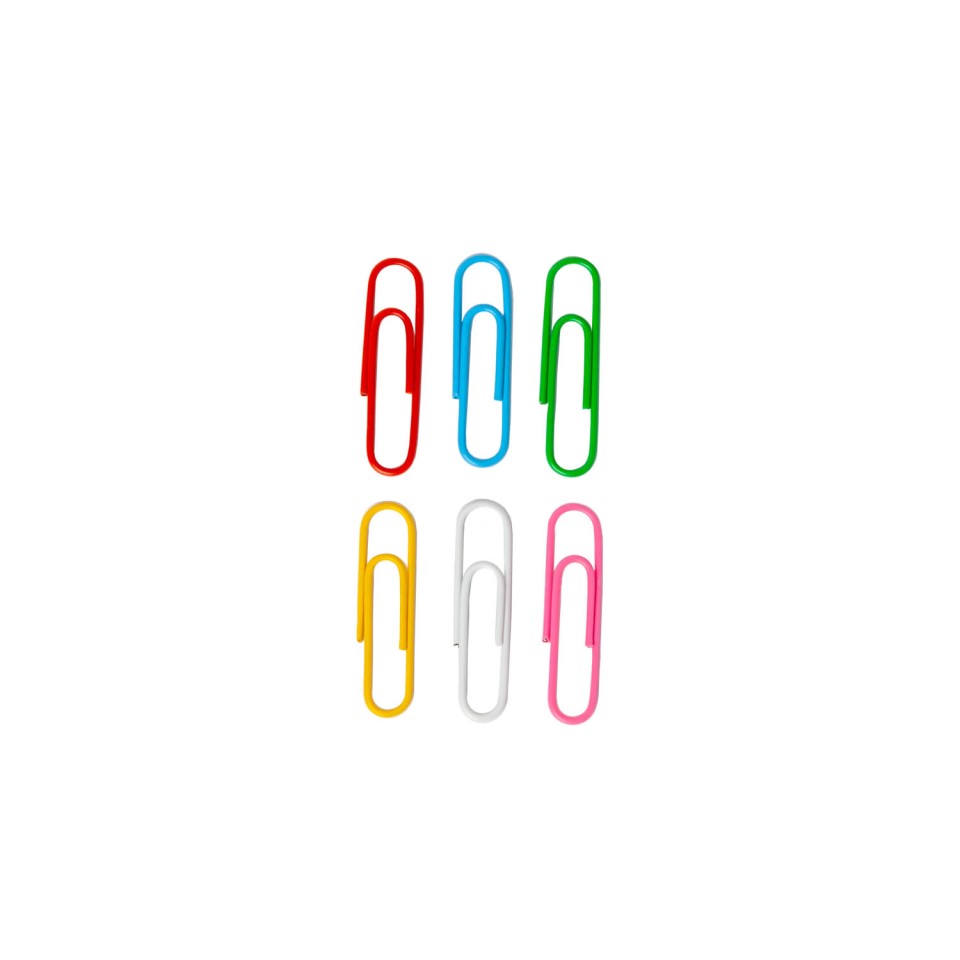 NXP Paper Clips Round Coloured PVC Steel 33mm Coloured Box 100
