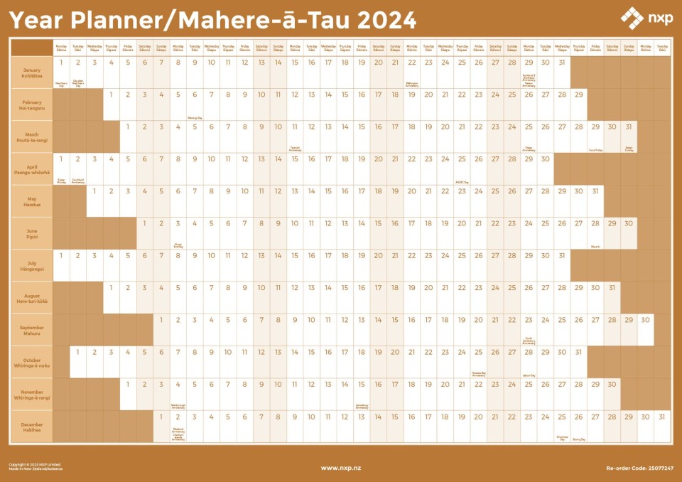 NXP 2024 Wall Planner A1 Double Sided Orange