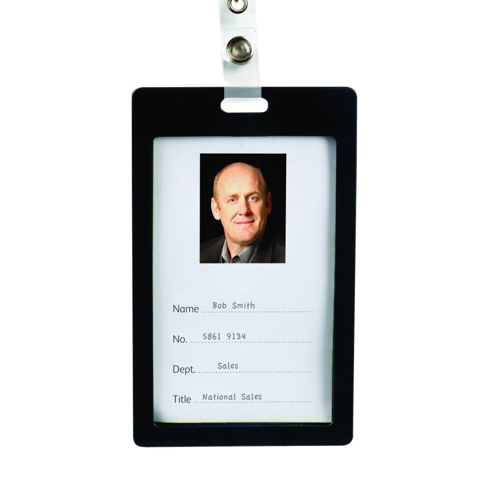 Rexel Plastic Card Holder Black Portrait Pack 6