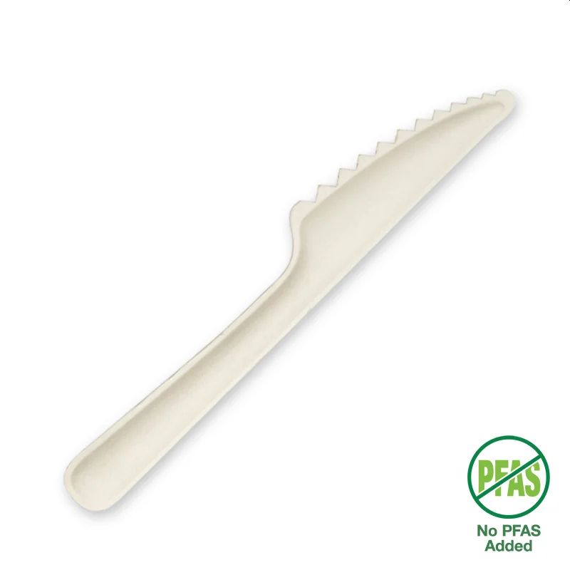 Biopak Compostable Bagasse Sugarcane Knife 150mm White Pack 50