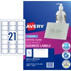 Avery Crystal Clear Address Labels Laser Printers, 63.5 x 38.1 mm, 525 Labels (959055 / L7560) image