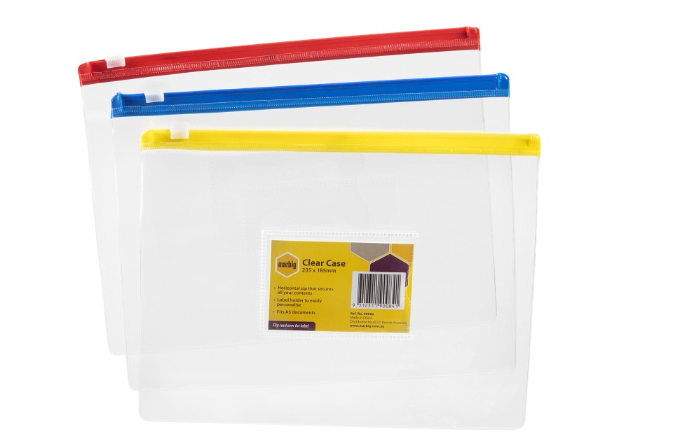 Marbig Document Case With Zip Clear A5 Clear Assorted Colours