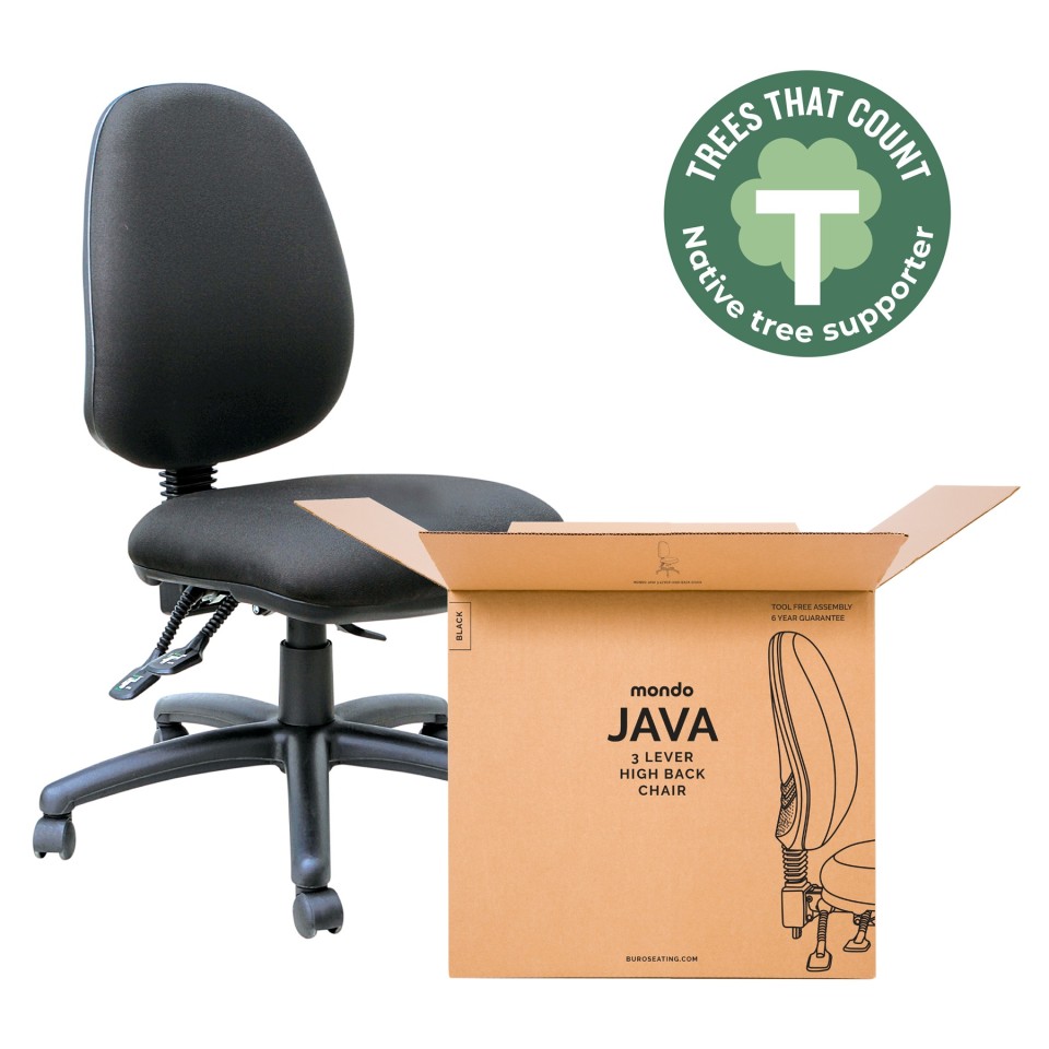 Mondo Java 3 Lever High Back Chair Unassembled Black