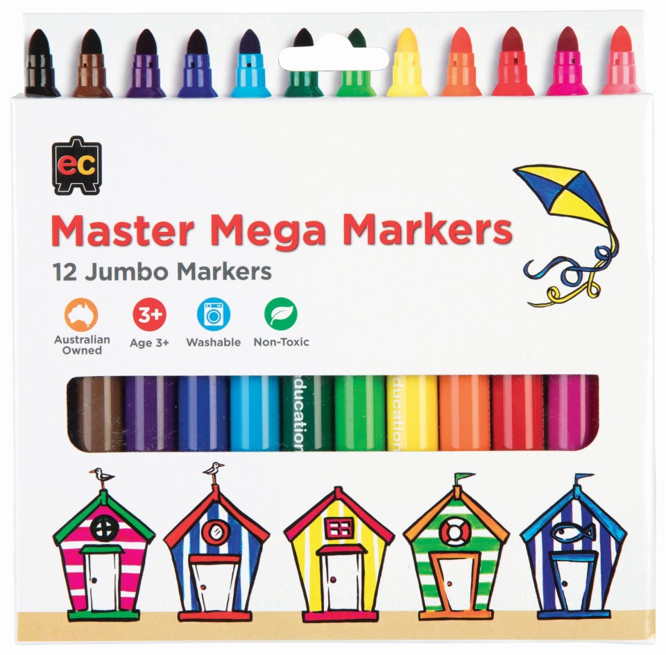 EC Master Mega Colouring Felt Markers Assorted Colours Pack 12
