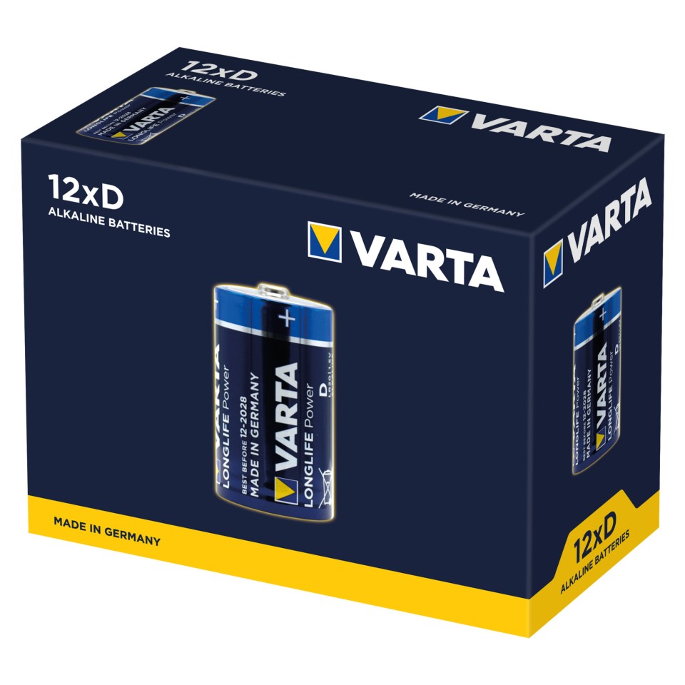 Varta Longlife D Battery Alkaline Pack 12