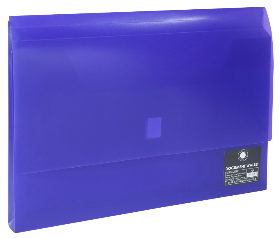 Document Wallet Polypropylene Foolscap Translucent Purple