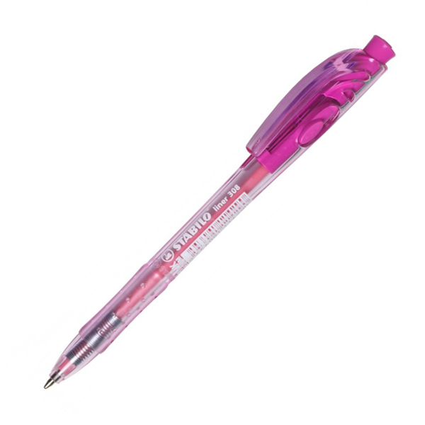 Stabilo 308 Ballpoint Pen Retractable Fine 0.4mm Pink Box 10