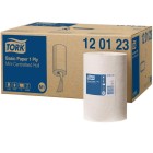 Tork M1 Basic Paper Mini Centrefeed Roll 1 Ply White 120 meters per Roll 120123 Carton of 11 image