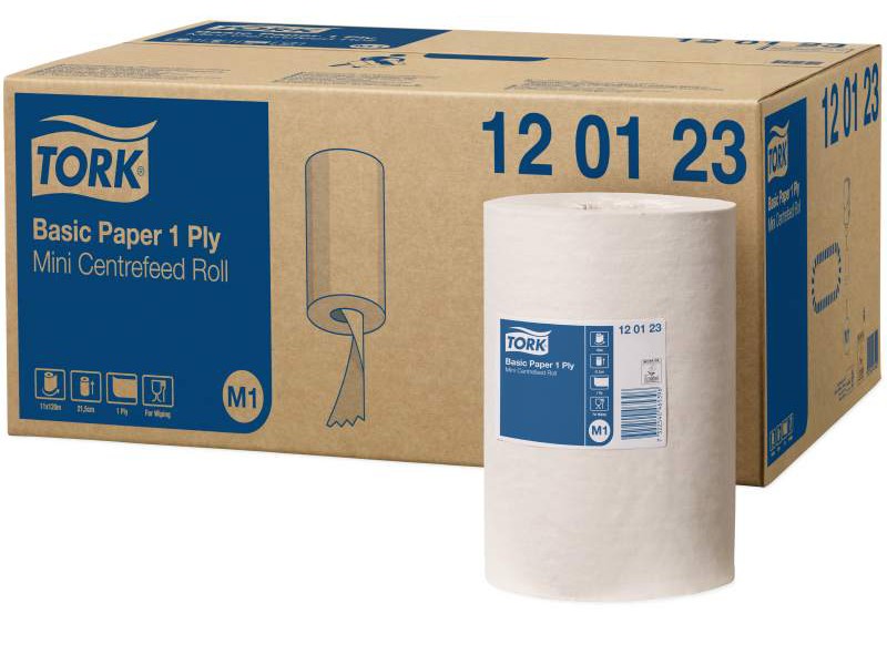 Tork Wiping Paper Basic Mini Centrefeed Roll 120123 M1 120m White