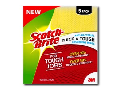 Scotch Brite Antibacterial Thick & Tough Wipes Mixed Colours