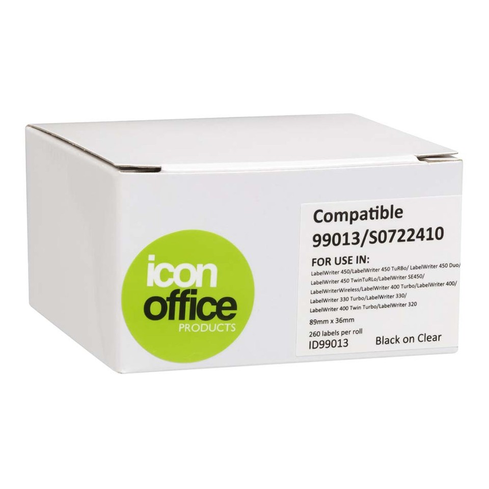 Icon Compatible LW Shipping Labels 89x36mm Clear 260 Labels
