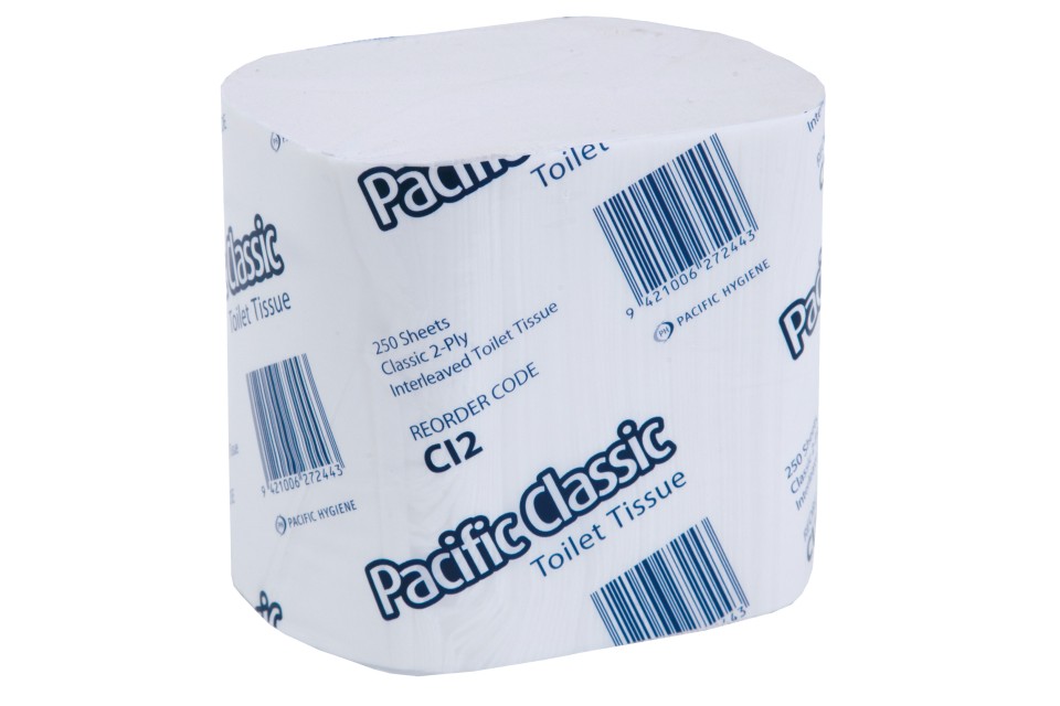 Pacific Classic Interleaved Toilet Tissue 2 Ply 250 Sheets per pack White Carton 36