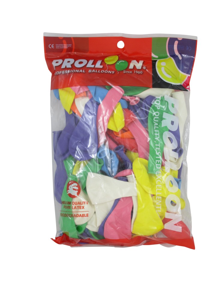 Prolloon Balloons 20cm Assorted Colours Pack 100