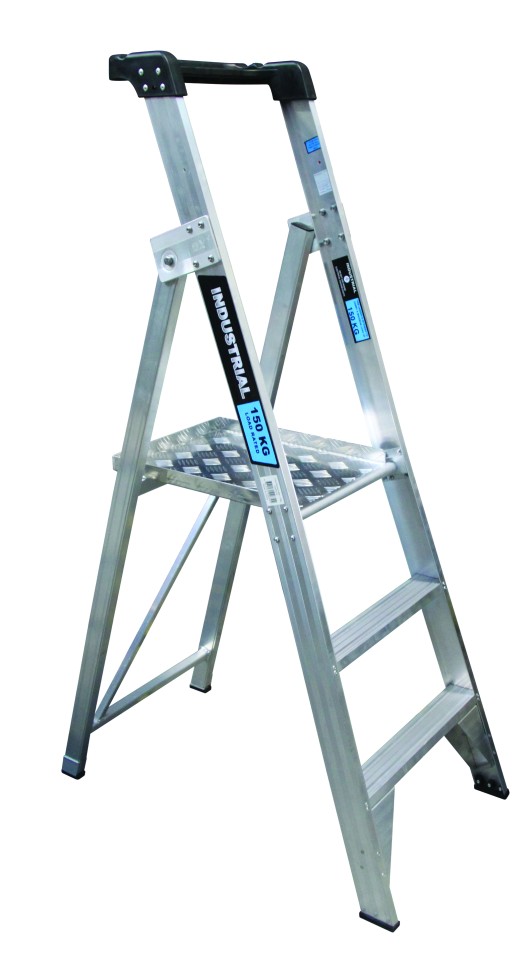Platform Ladder with Spring Loaded Castors 3 Step LDR101 Silver