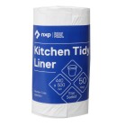 Kitchen Tidy Liner 22L 400 x 500mm  8mu  White roll of 50