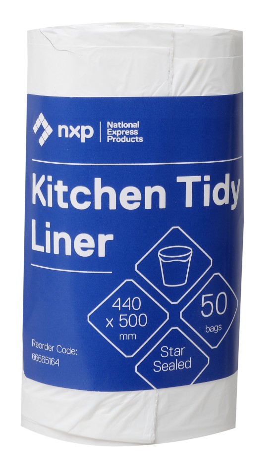 Kitchen Tidy Liner 22L 400 x 500mm  8mu  White roll of 50
