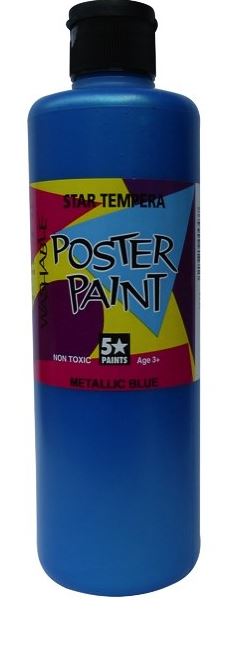 5 Star Tempera Poster Paint 500ml Metallic Blue