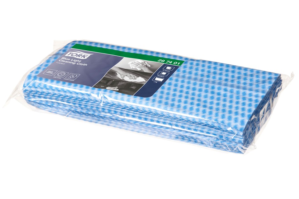 Tork Cleaning Cloth Colour Coded Folded 297401 Blue Pack 25